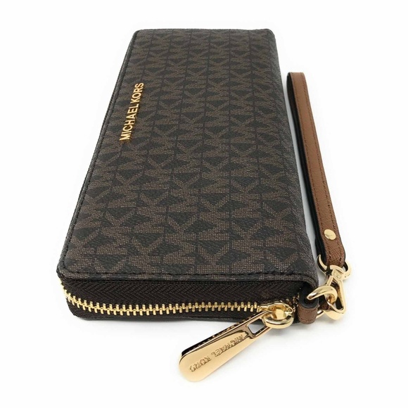 Michael Kors Jet Set Travel Wallet Brown Signature - Picture 3 of 5